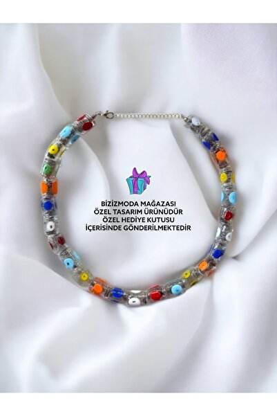 bizizmoda Bodrum Cam Boncuk Serenay Cam Kolye Nazar Boncuk Kolye