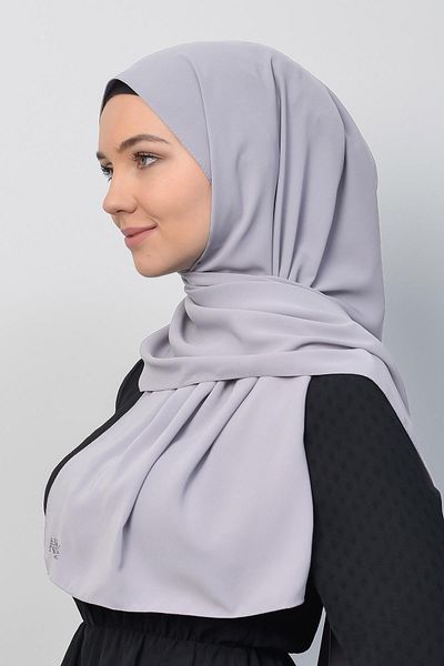 Altobeh Medina Silk Straight Hijab Shawl-Light Gray