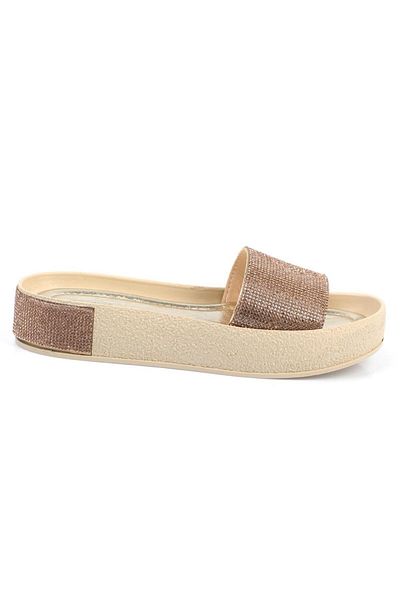Capone Outfitters Capone Single Wide Band Stone Detaillierter Keilabsatz für Damen in Metallic-Gold