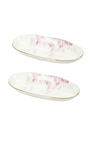 Ygc Porselen 2'li Kayık Servis Sunum Tabağı Organik 22 cm