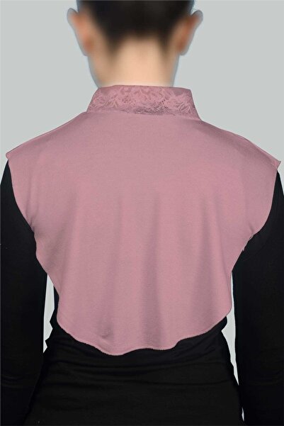 Altobeh Women's Combed Cotton Hijab Circle Collar Lace Neck Collar - Dark Pink