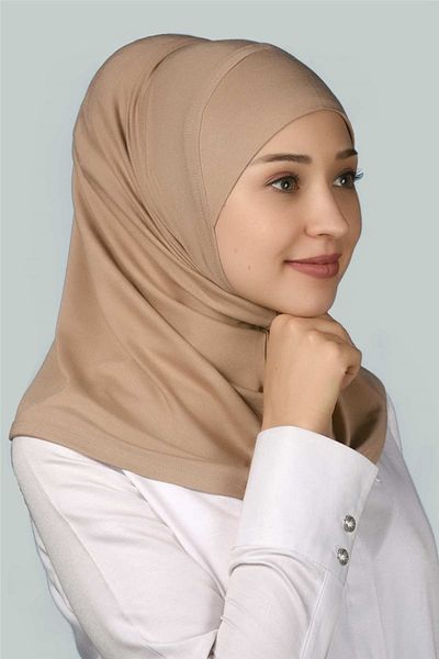 Altobeh Έτοιμο τουρμπάνι πρακτικό κασκόλ Hijab Hijab - Πανί προσευχής - Σκούρο Μπεζ