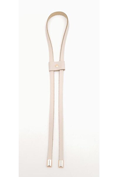 angel çanta aksesuar Cream Leather Drawstring Light Gold Metal