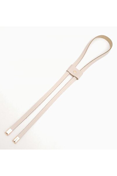 angel çanta aksesuar Cream Leather Drawstring Light Gold Metal