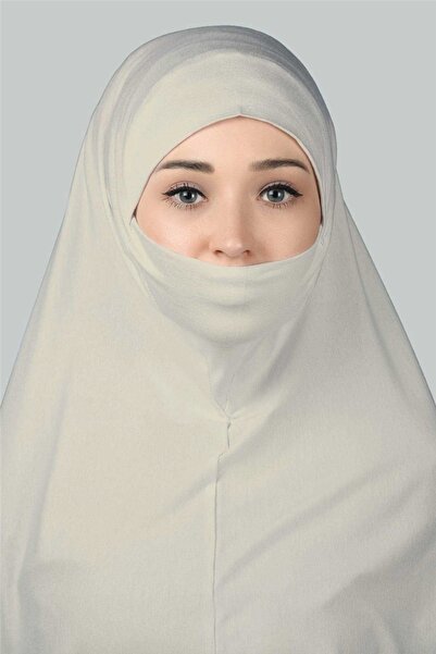 Altobeh Έτοιμο τουρμπάνι με πέπλο πρακτικό κασκόλ Hijab Hijab Nikaplı - Σουφλέ κάλυμμα προσευχής (3XL) - Σκούρα κρέμα