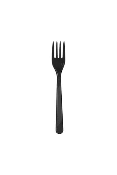 Roll-Up Black Plastic Fork - Pack of 25