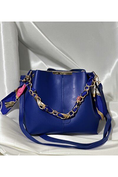 Nisa Жіноча м'яка шкіряна сумка на 3 відділення для рук, плеча та плеча з аксесуаром у вигляді шарфа-ланцюжка