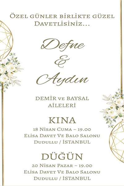 Belinay Bulutay Düğün Davetiyesi 115 06 (50 Adet)