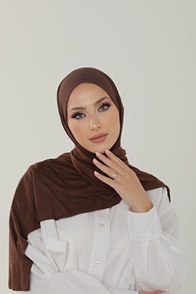 Beyzak Bitter Brown Πολυτελές χτενισμένο βαμβακερό σάλι - Γυναικείο σάλι Hijab Jersey Hijab Lycra