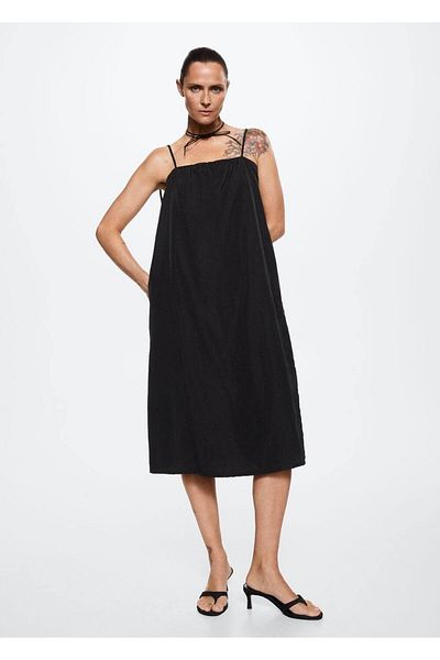 MANGO Woman Rochie cu volan cu decupaj