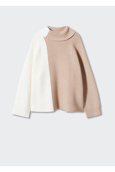 MANGO Woman Δίχρωμο πουλόβερ με ζιβάγκο