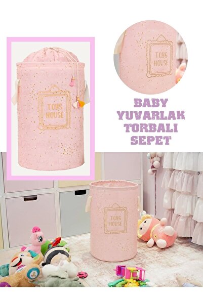 Smyak Baby Girl Pembe Yuvarlak Torbalı Oyuncak & Kirli Sepeti