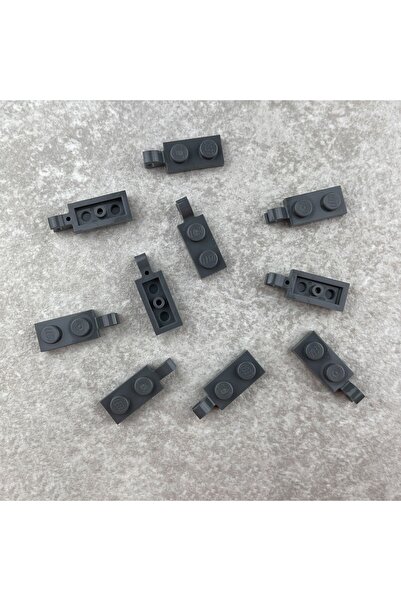 LEGO Custom Aksesuar Plate Modified 1 X 2 Clip Koyu Gri Tuğla 8 Adet Gönderil...