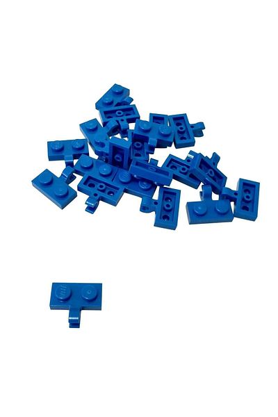 LEGO Custom Accessory Plate Modified 1 x 2 Horizontal Clip Blue Brick 4 pieces to send