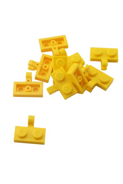 LEGO Custom MOC Accessory Plate Modified 1 x 2 Horizontal Clip Yellow Brick 4 pieces to send