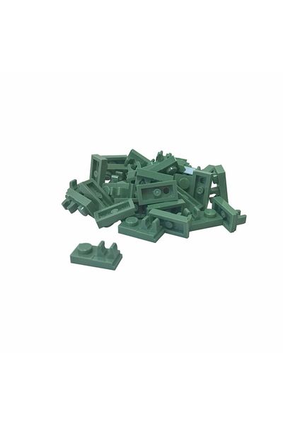 LEGO Custom Accessory Plate Modified 1 x 2 Clip in the Center Sand Green Brick 8 pieces to send