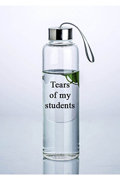 Ayzi Tasarım Cam Su Şişe Tears of my students Yazılı Matara Suluk 1 Litre