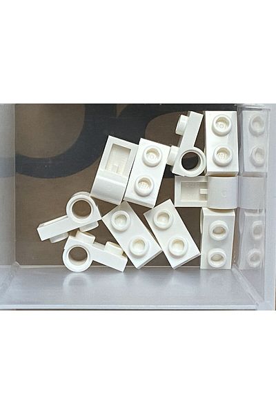LEGO Custom Technic Plate Modified 1 x 2 White Brick with Reverse Pin Hole 4 pieces to send