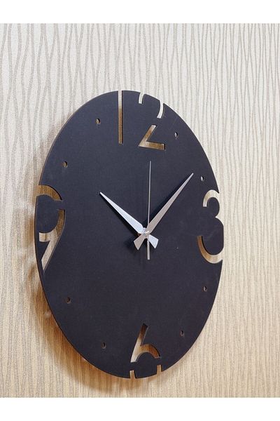M&H Quality Ceas de perete decorativ Numerele turceze din lemn (mechanism silențios) Metal Scorpion Yelkovan Culoare neagră
