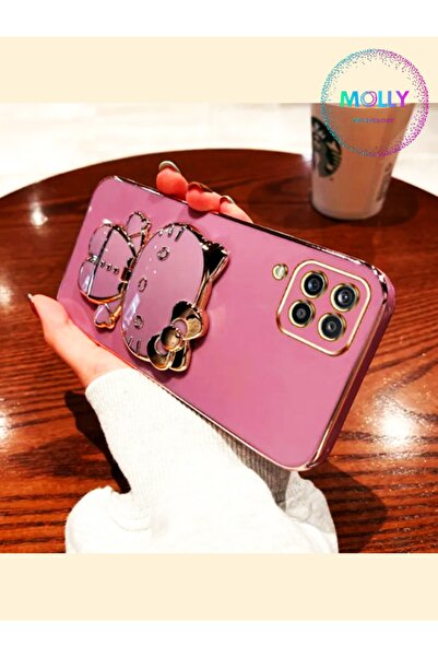 Molly Technology Huawei P40 Lite İçin Lila Hello Kitty Standlı Kenarları Gold...