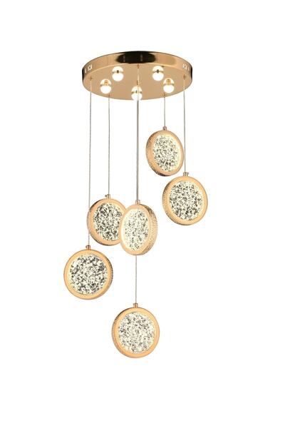 burenze Luxury Exclusive Modern Sarkıt Avize Altılı Gold Sarı Gövde Gün Işığı