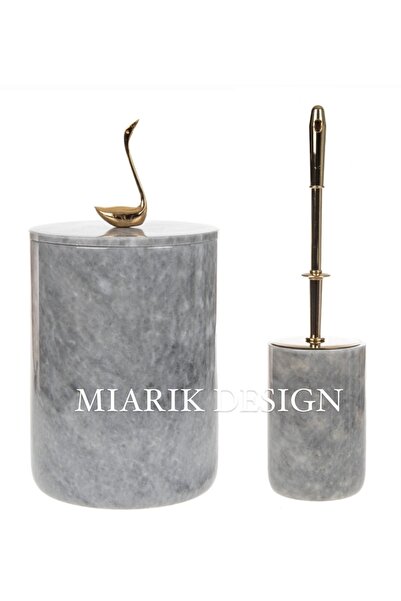 MIARIK DESIGN & DEKORASYON DEKORATİF MERMER ÇÖP KOVASI VE TUVALET FIRÇASI