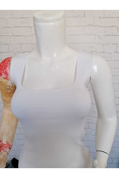 anne moda ankara Прямий квадратний комір, без шнурівки, товсті бретелі, акрилове плетене літнє боді