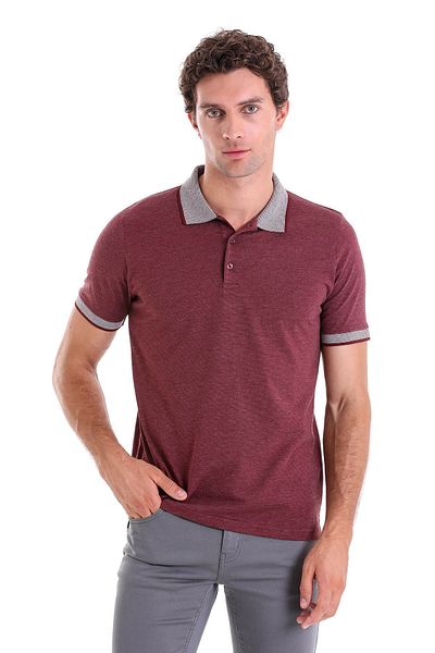 Hatemoğlu Μπλουζάκι Claret Red Regular Fit απλό βαμβακερό γιακά πόλο