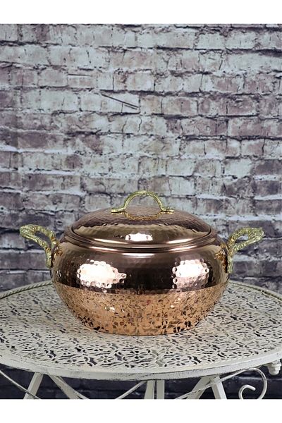 MORYA Copper Casserole Pot Hand Hammered with Pewter Inside 24 Cm