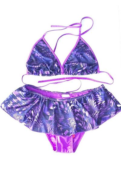 ÇEÇEN HOME Women's Skirted Bikini Set Patterned