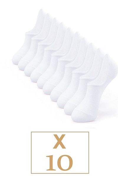 BGK Unisex Βαμβακερά αόρατα πάνινα παπούτσια 10 τεμαχίων Λευκές κάλτσες (ΟΙΚΟΝΟΜΙΚΗ)