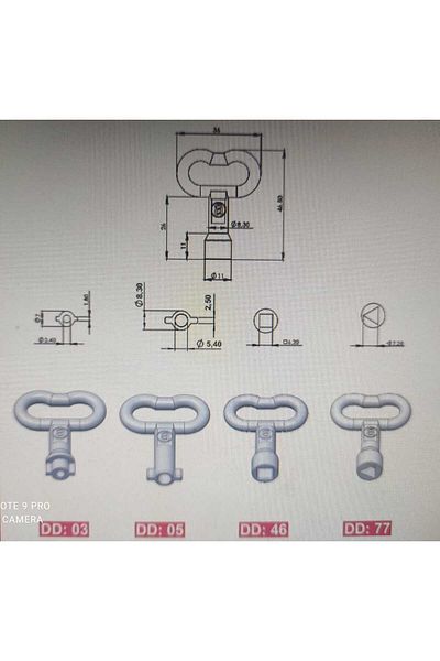 Erol Panel Key Metal 10 Pieces Lock Triangle Key