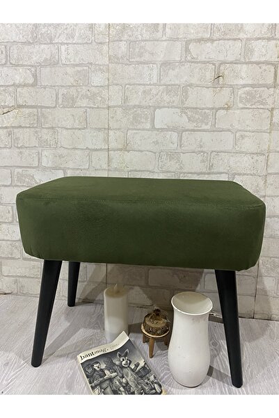arkın koltuk döşeme puf, yeşil puf, ahşap siyah ayak ,spor dikiş, modern tasa...