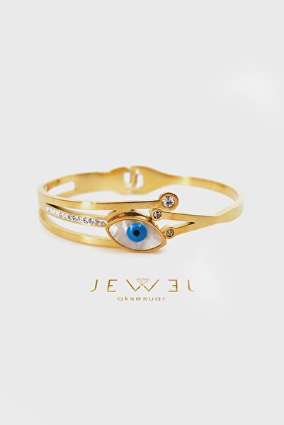 jewel aksesuar سوار مطلي بالذهب على شكل عين من حجر الماس