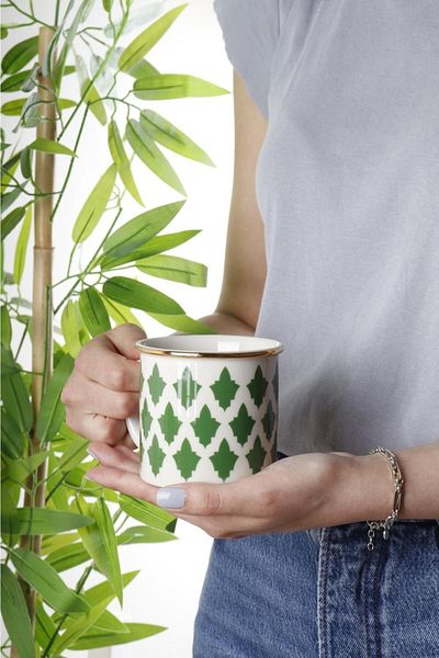 HOMENIVA Green Morocco Porcelain Mug