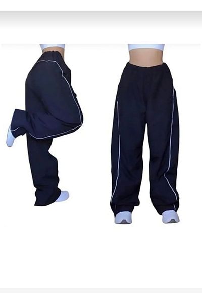 DEEFWEAR Navy Blue Stripe Detail Unisex Parachute Sweatpants/trousers