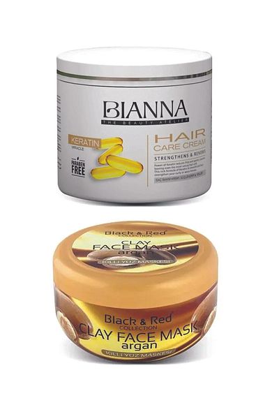 Black Red 2 in 1 Weathered Hair Care Keratin Mask Moisturizing Argan Face Mask