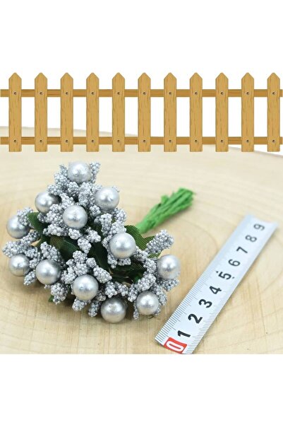 Süsle Baby Party Yapay Çiçek, 12 Adetli Tomurcuk Cipso Demeti - 10 cm, Gümüş