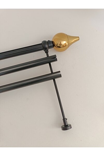 BeSe HOME Piramit Çift Raylı Metal Rustik 300 Cm Perde Askısı Perde Kornişi