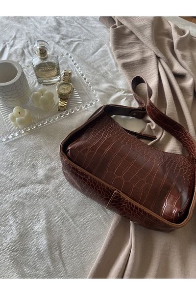 By NEVA Geantă Baguette de damă cu model crocodil