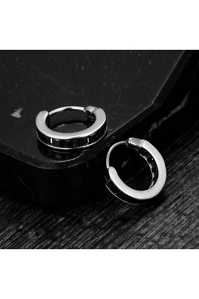 Viking Men's Earrings - Casual Style, Zircon Stone, Mounted 316L Steel Model