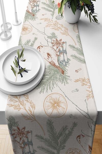 Pilloveland Runner Spinnos Patterned Suede Woven 140*40 cm Χριστούγεννα Χριστούγεννα