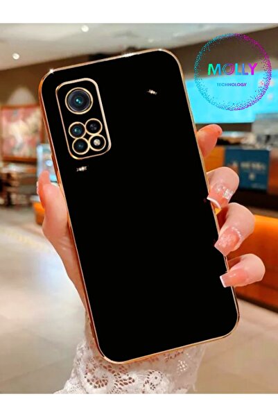 Molly Technology Xiaomi Mi 10T İçin Siyah Kenarları Gold Detaylı Lüks Silikon...