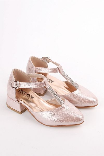 ÖYKÜ BEBE Powder Color Girl's Heeled Evening Shoes - Ankle Buckle