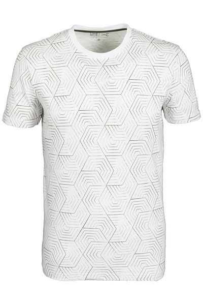 NCS Men's White Slim Fit Printed Crew Neck 100% Cotton T-shirt Jeans 194