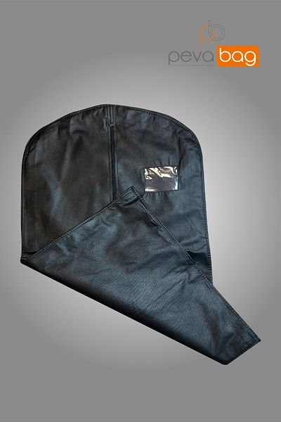 Pevabag Windowed Suit Cover-Gamboç Black 65 gr( 3 Pieces ) 62x102+8 Gusseted Model