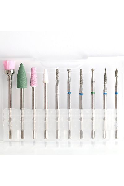 Beauty Box 10-Piece Nail Art File Machine Tip Set Cuticle Polishing Fake Nails Premium Quality Manicure Pedicure