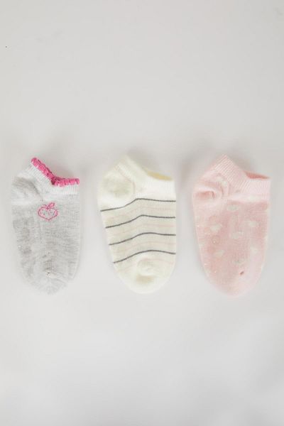 DeFacto Baby Girl Non-Slip Sole 3-Piece Cotton Long Socks A1476A5Ns