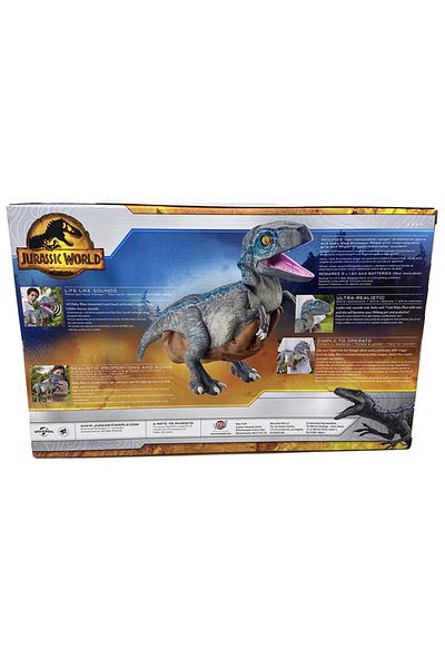 JURASSIC WORLD لعبة الديناصور الأزرق الصغير من Jurassic World REAL FX | حركات واقعية وأصوات أفلام حقيقية | للأطفال من سن 8 سنوات فما فوق