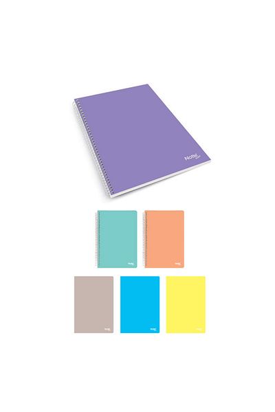 Notte A4 Pastel 100 Sheets Lined Spiral Plastic Cover Notebook 60-338
